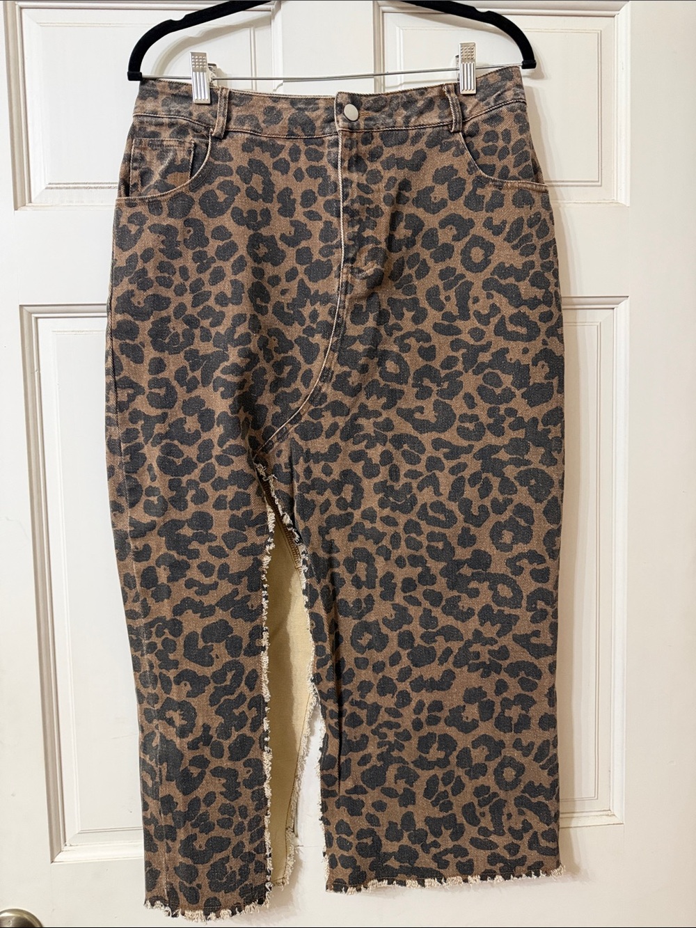 So Me Leopard-Print Denim Skirt in Brown and Black